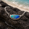 Ember Sea Waves Australian Boulder Opal Pendant