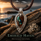 Emerald Haven Australian Boulder Opal pendant handcrafted in .925 sterling silver with emerald green, cobalt blue, and teal fire.