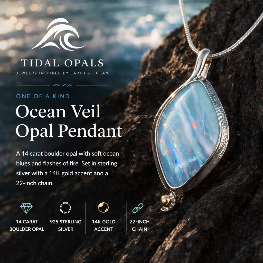 Ocean Veil Boulder Opal Pendant
