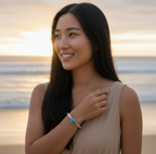 Blue Green Australian Boulder Opal + Hammered Cuff Bracelet