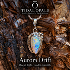 Aurora Drift – Opal Pendant with 14K Gold Accents