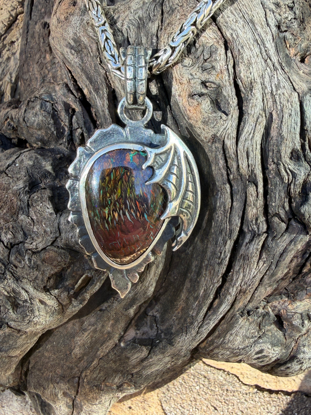 Dragon Tide Relic Boulder Opal Pendant