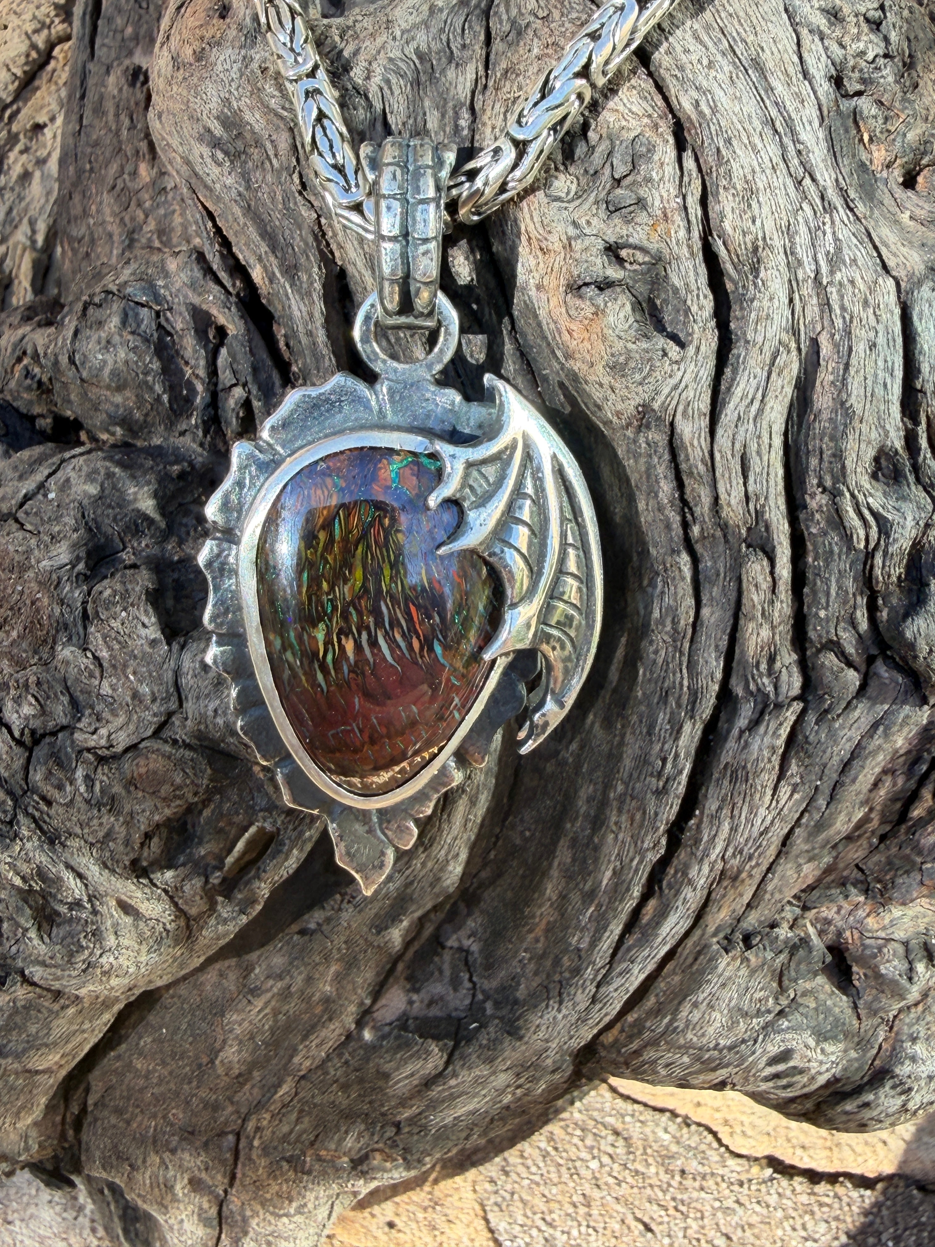 Dragon Tide Relic Boulder Opal Pendant