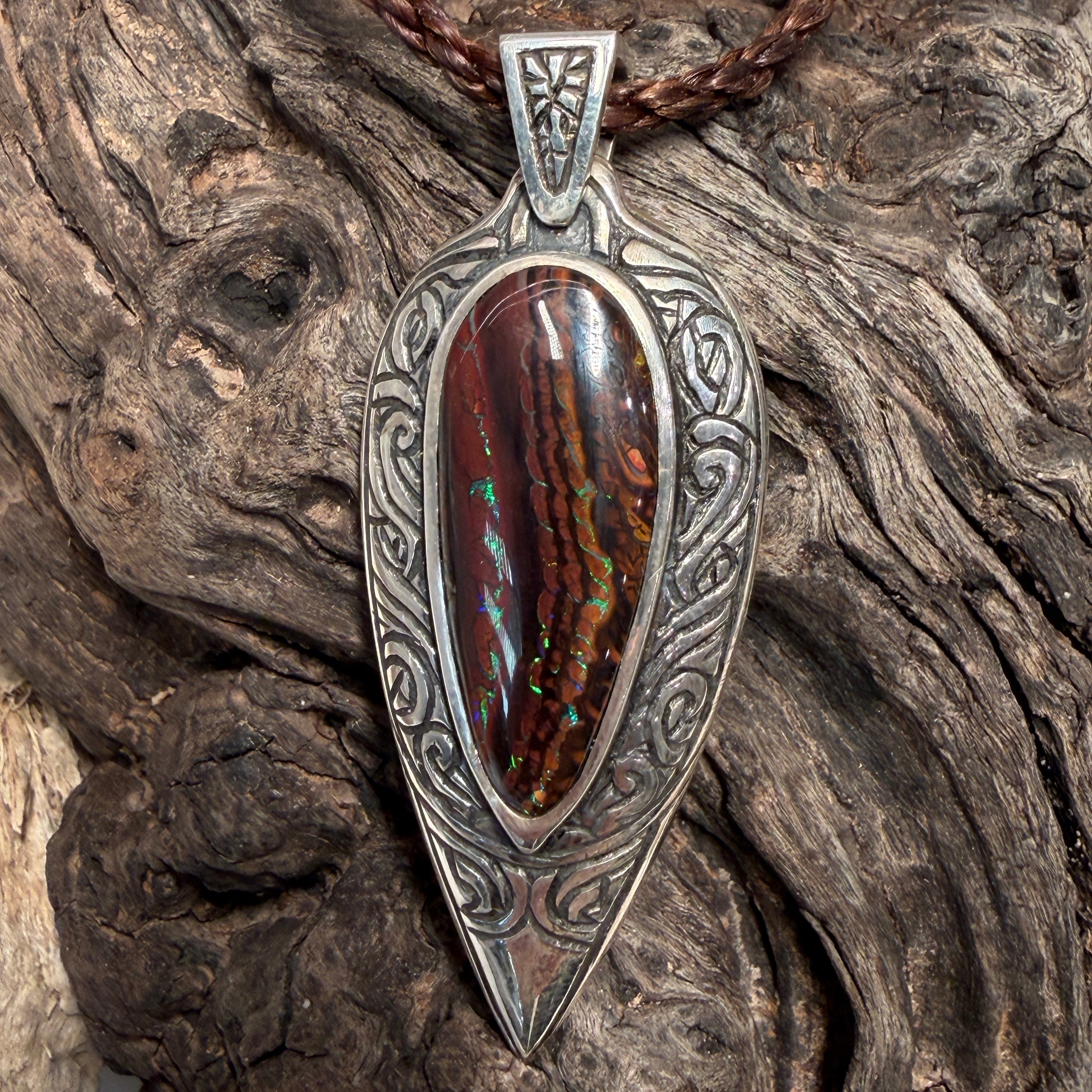 Tidal Koru Relic Boulder Opal Pendant