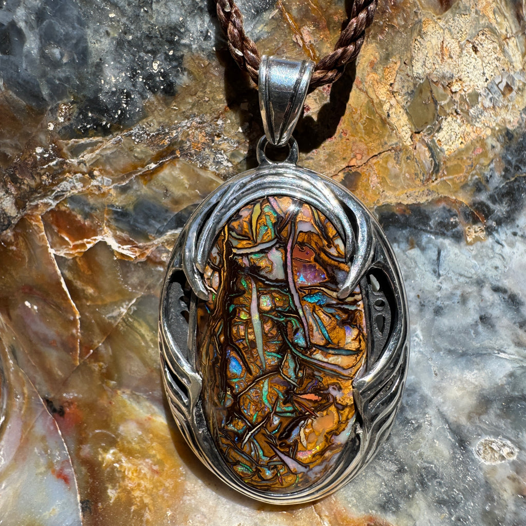 Tidal Rift Relic Australian Boulder Opal Pendant