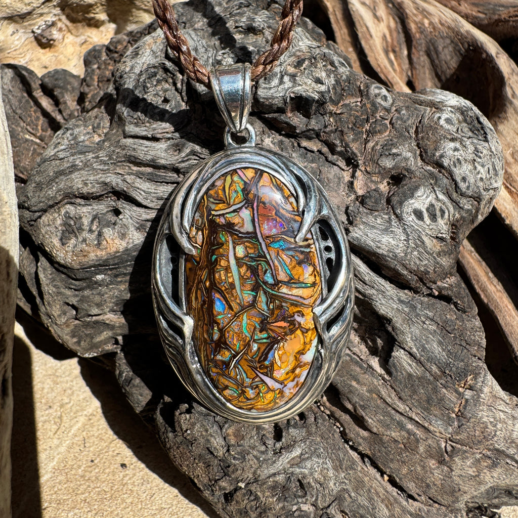Tidal Rift Relic Australian Boulder Opal Pendant