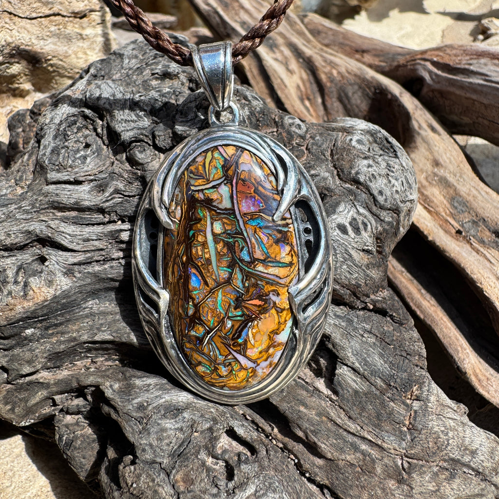 Tidal Rift Relic Australian Boulder Opal Pendant