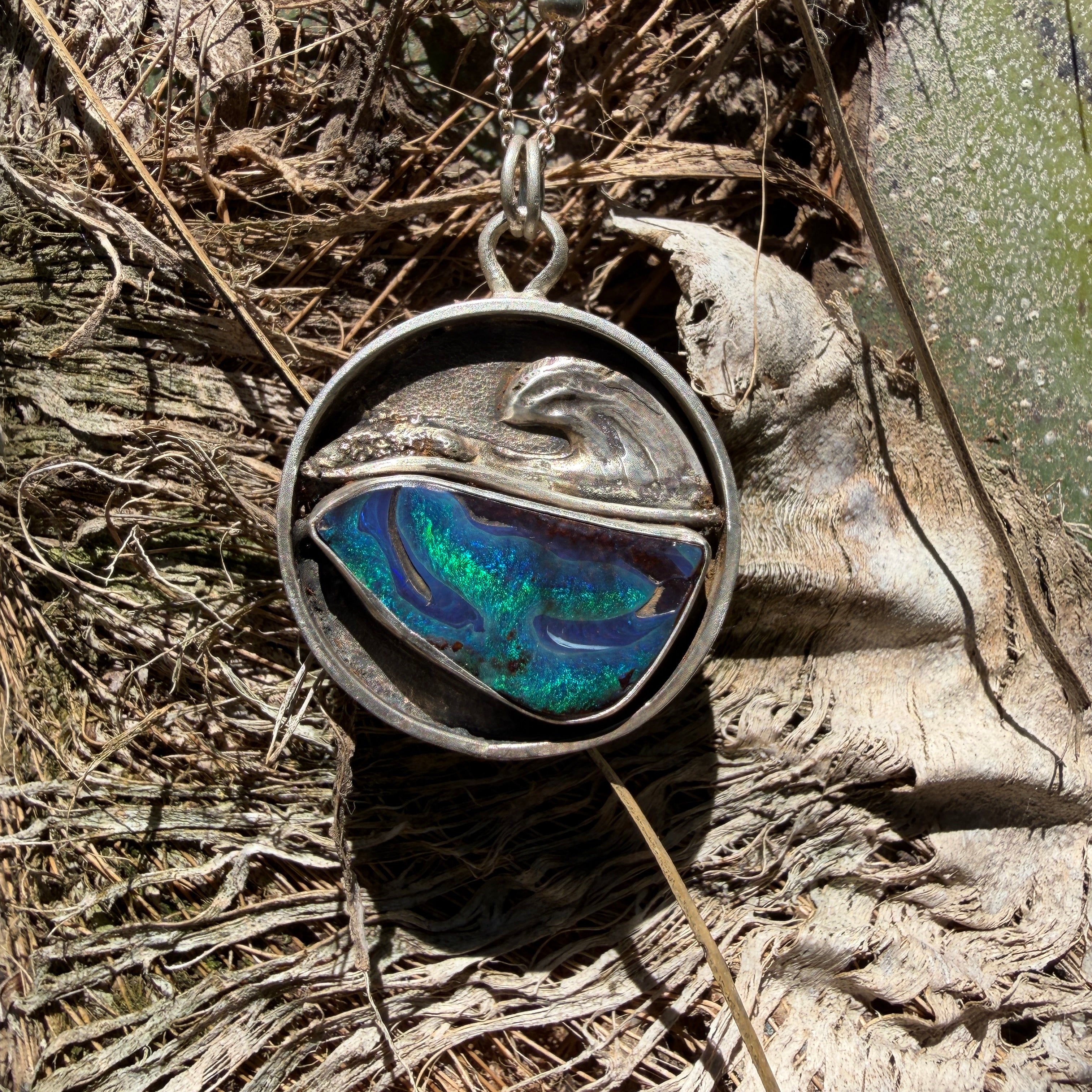 Whale Tail Boulder Opal Relic Pendant