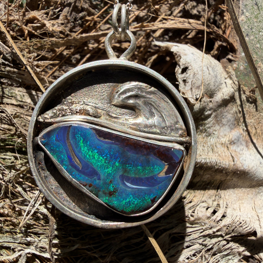 Whale Tail Boulder Opal Relic Pendant