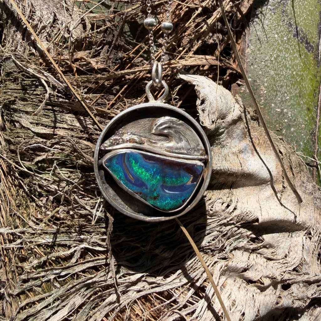 Whale Tail Boulder Opal Relic Pendant