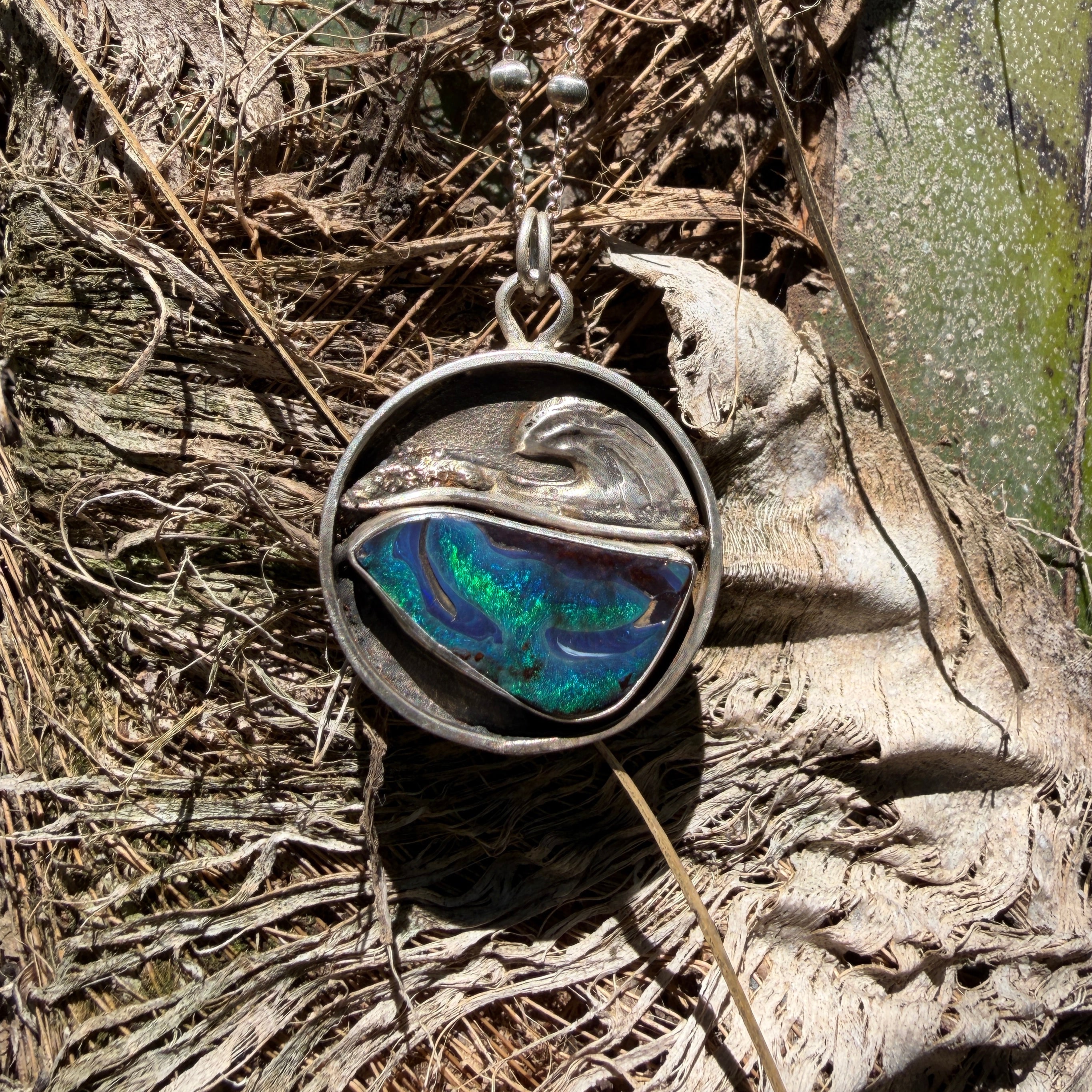 Whale Tail Boulder Opal Relic Pendant