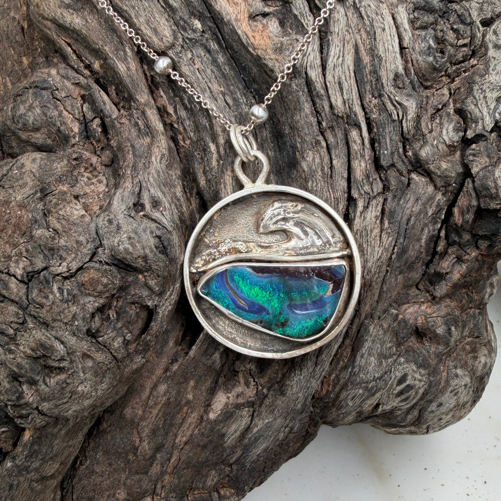 Whale Tail Boulder Opal Relic Pendant