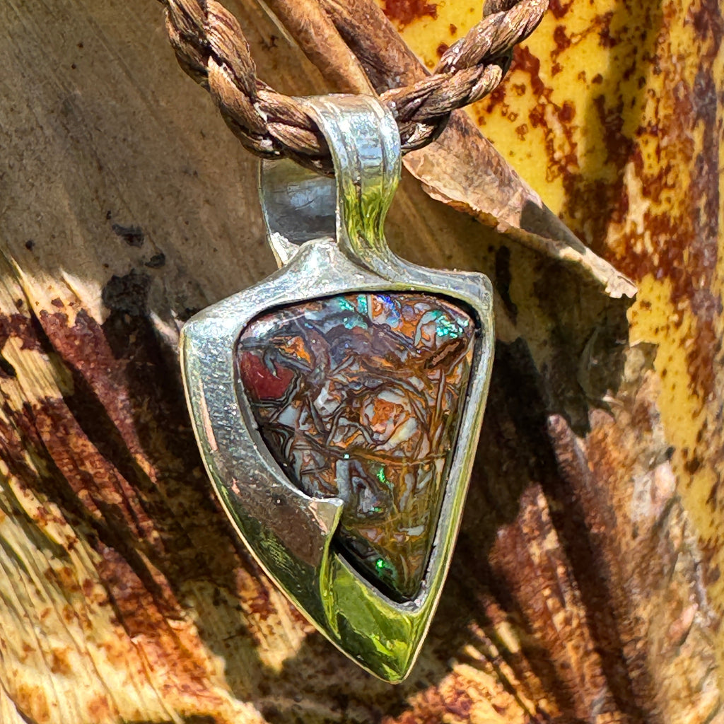 unique Australian opal pendant with emerald vein design jewelry