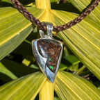 handcrafted Australian boulder opal pendant with emerald vein patterns