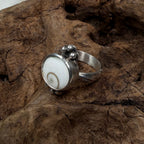 Shiva Shell Ring with Silver Bead Accents