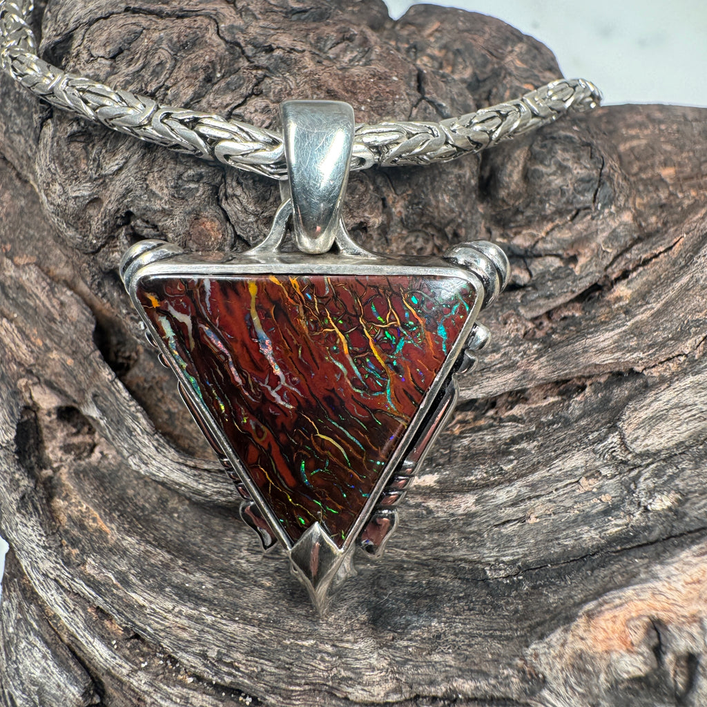 Poseidon's Guardian Tidal Trident Reversible Opal Pendant