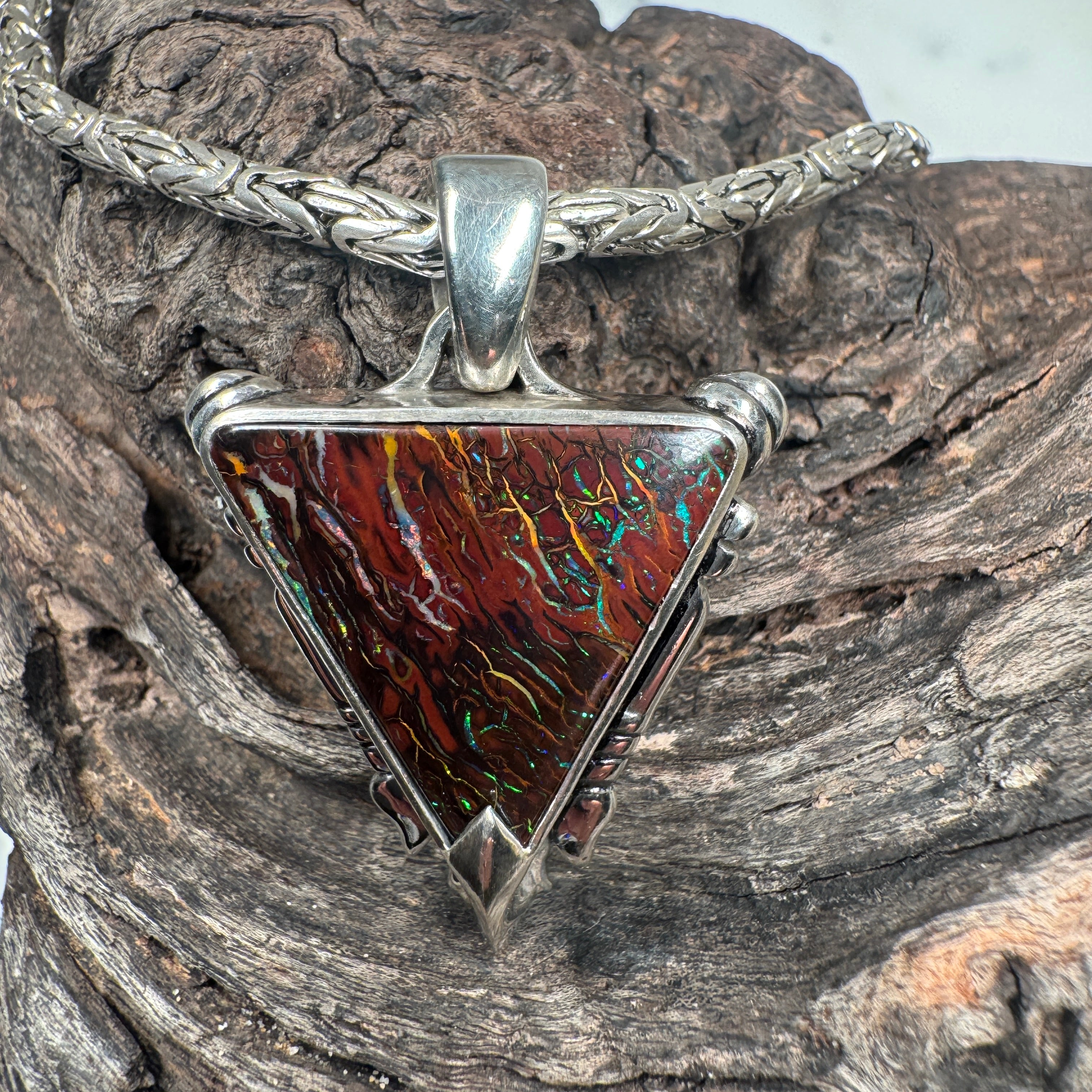 Poseidon's Guardian Tidal Trident Reversible Opal Pendant