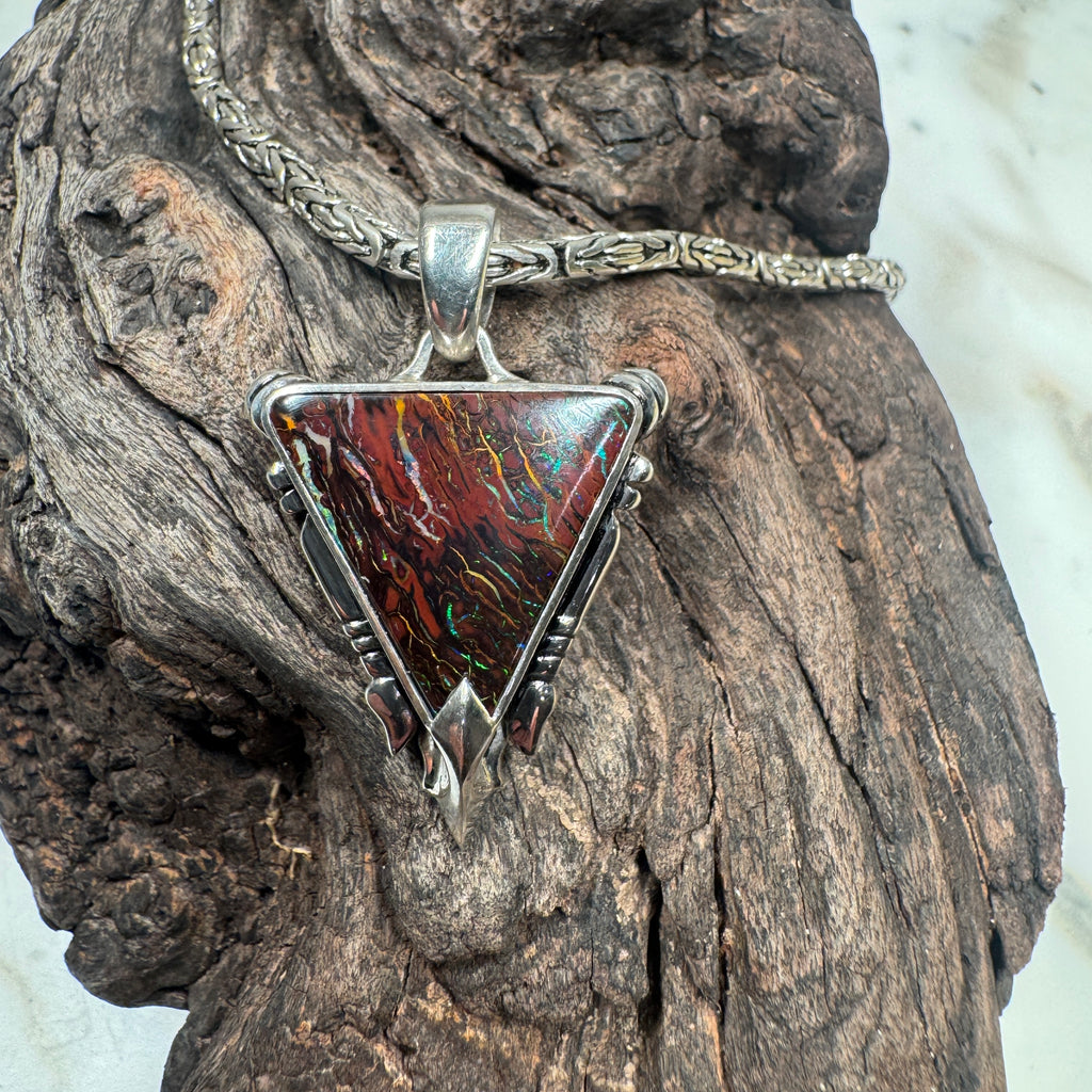 Poseidon's Guardian Tidal Trident Reversible Opal Pendant