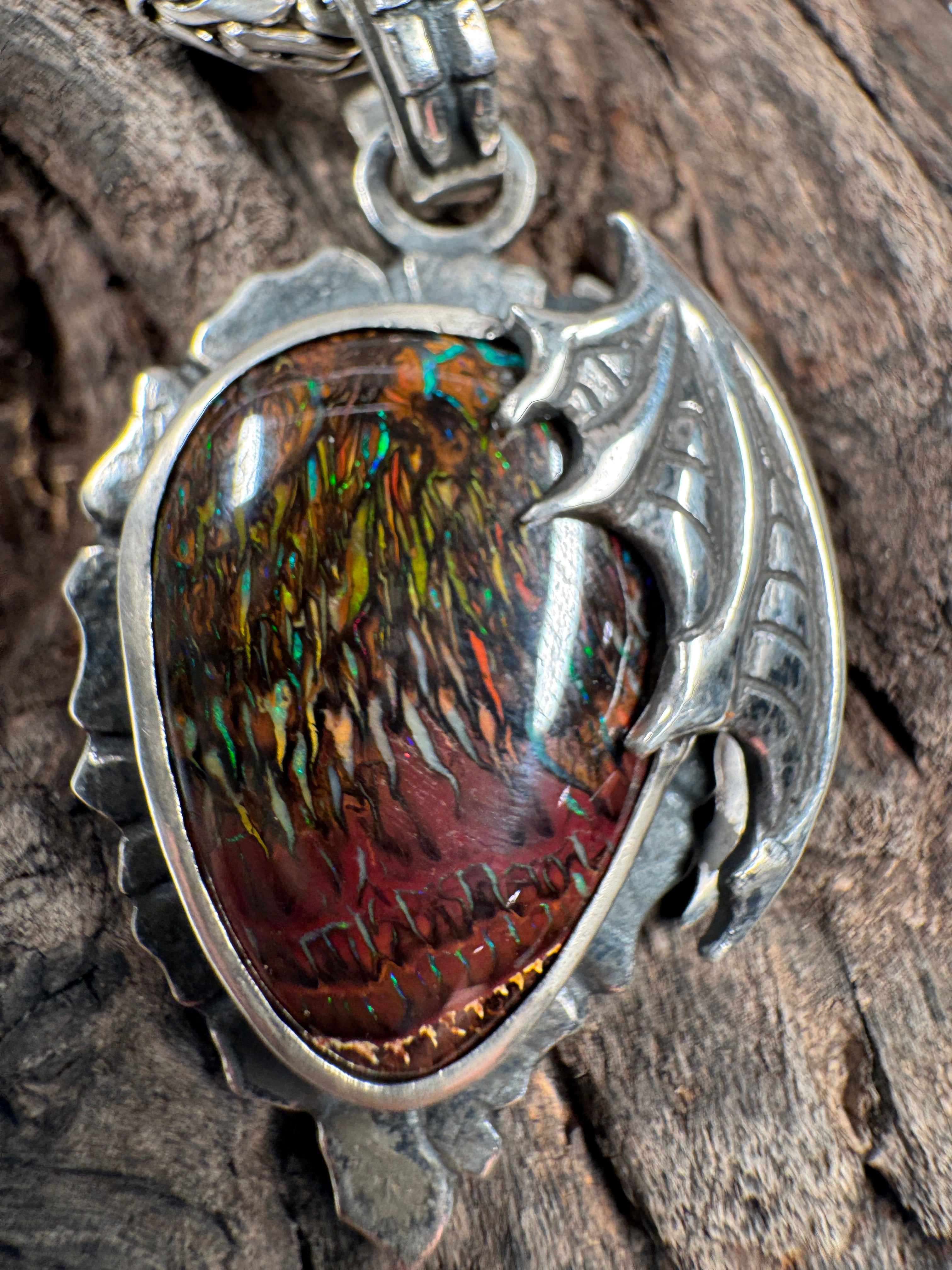 Dragon Tide Relic Boulder Opal Pendant