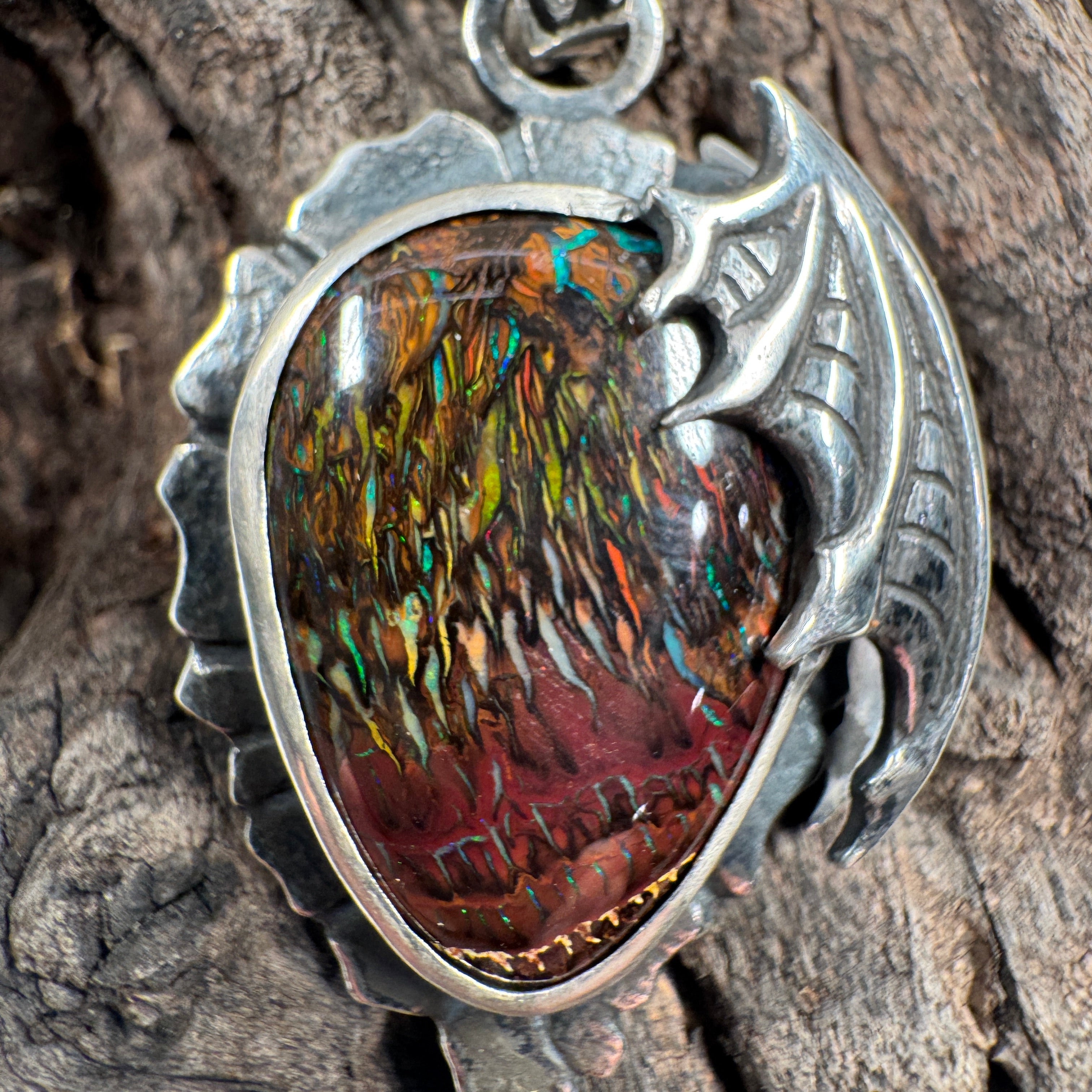 Dragon Tide Relic Boulder Opal Pendant