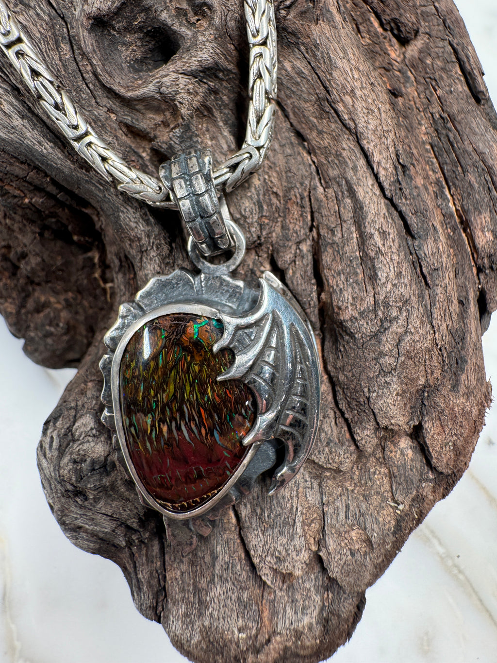 Dragon Tide Relic Boulder Opal Pendant