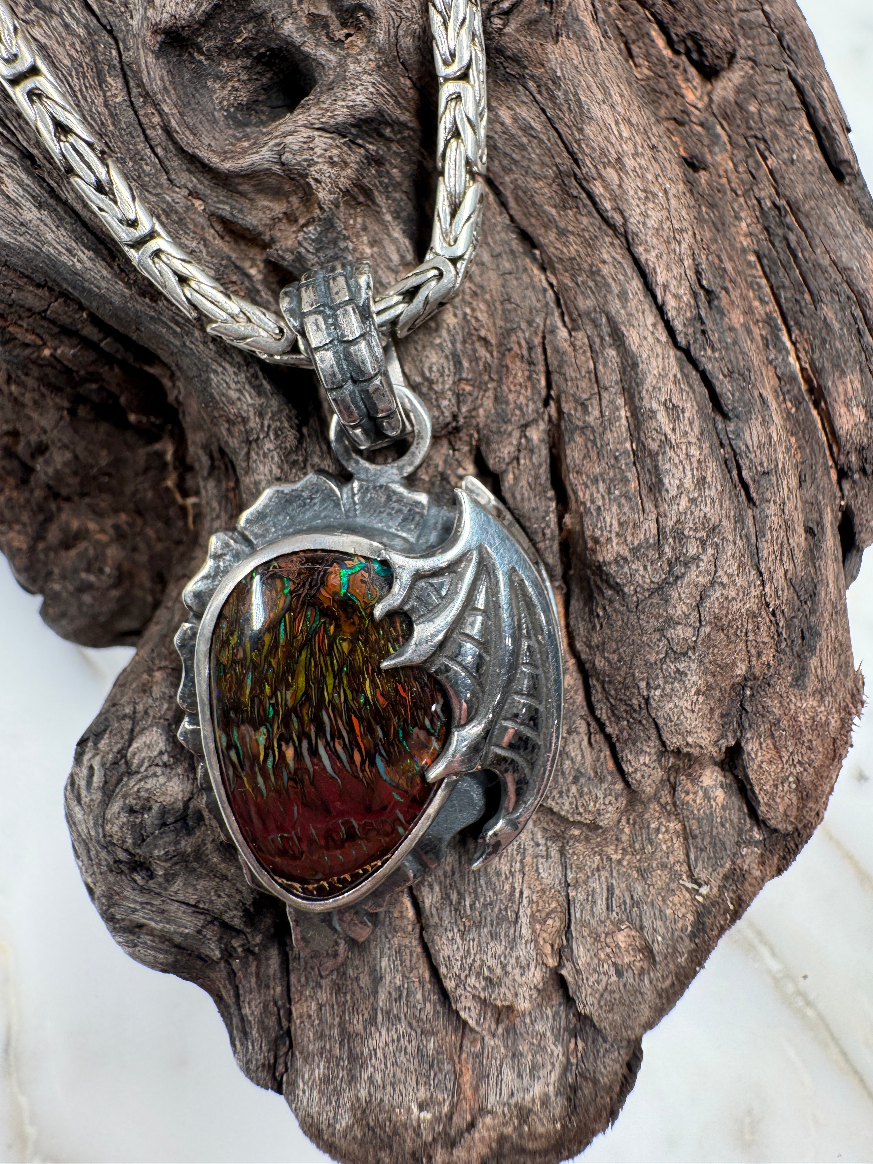 Dragon Tide Relic Boulder Opal Pendant