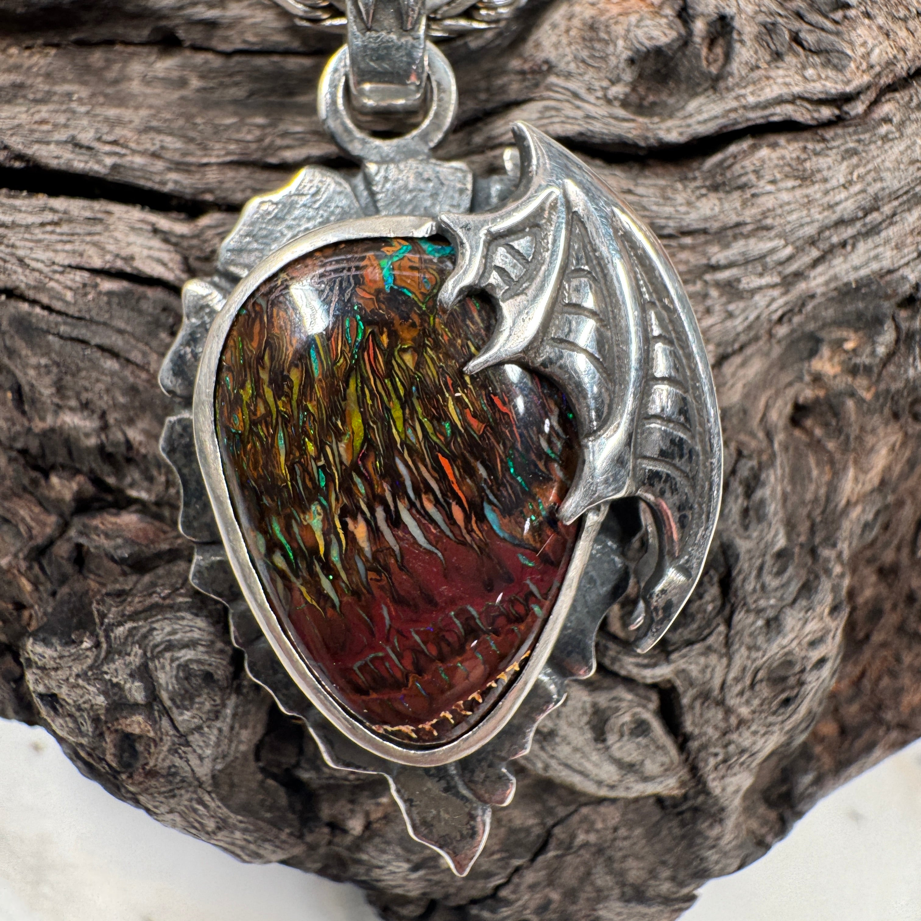 Dragon Tide Relic Boulder Opal Pendant