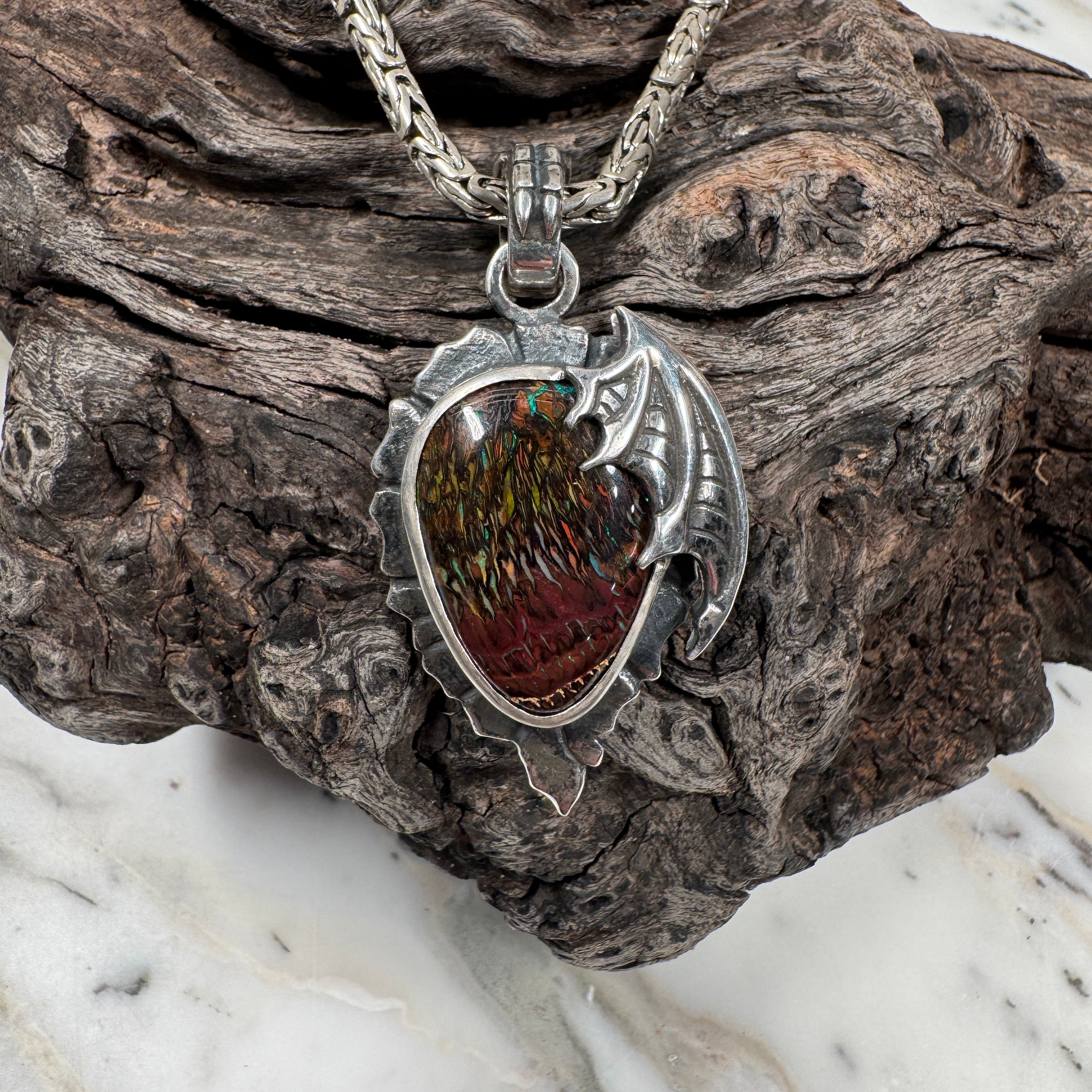 Dragon Tide Relic Boulder Opal Pendant