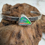 Ocean Fire Boulder Cuff – Boulder Opal Sterling Silver Bracelet