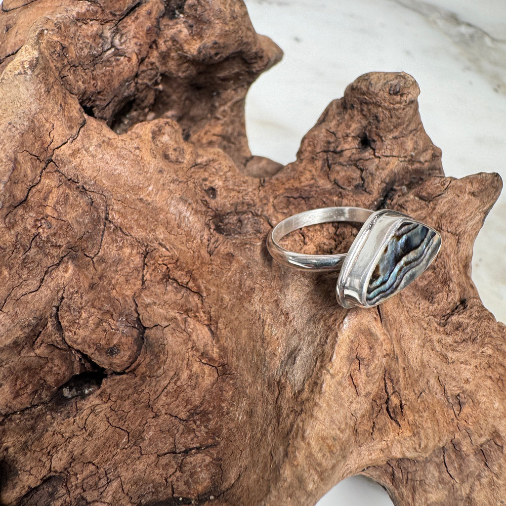 Tidal Current Abalone Shell Ring set in Sterling Silver
