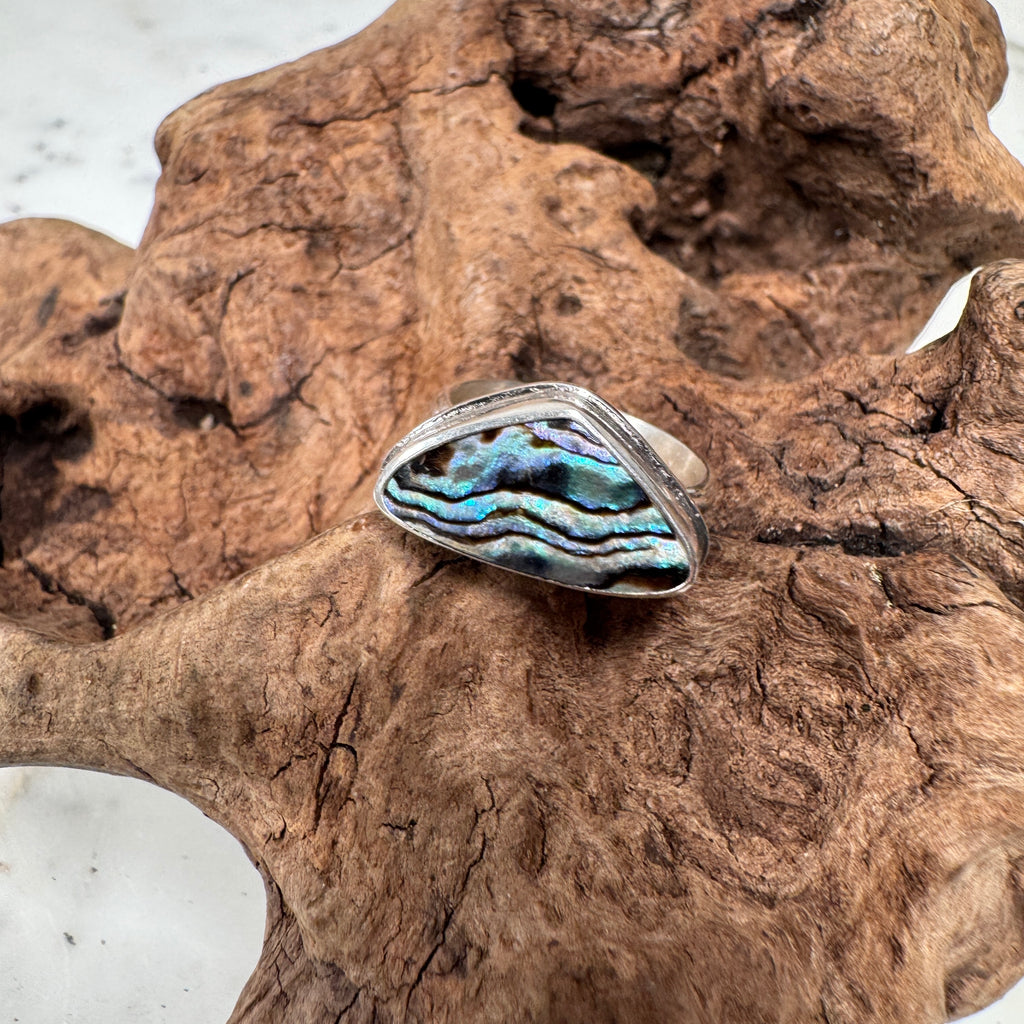 Tidal Current Abalone Shell Ring set in Sterling Silver