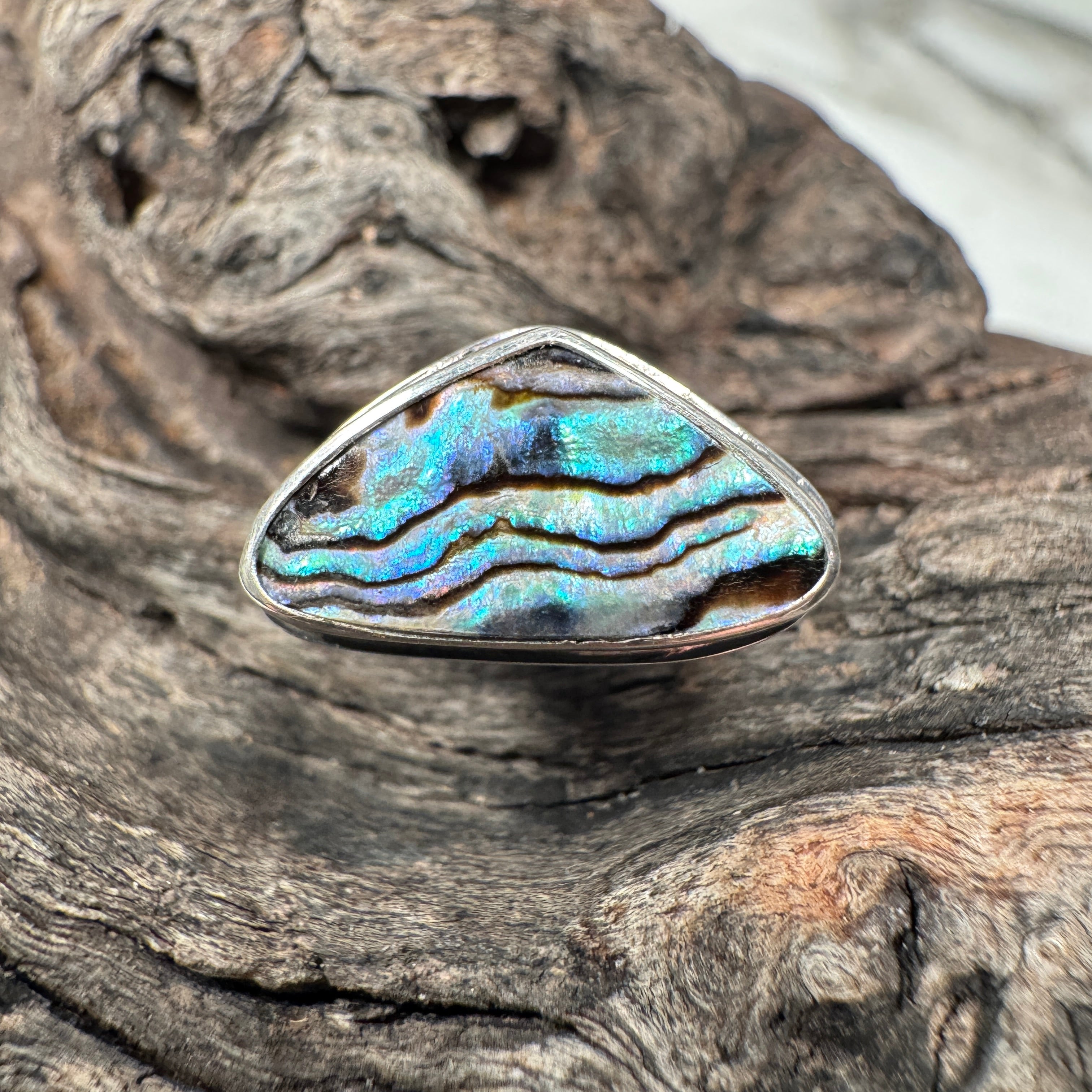 Tidal Current Abalone Shell Ring set in Sterling Silver