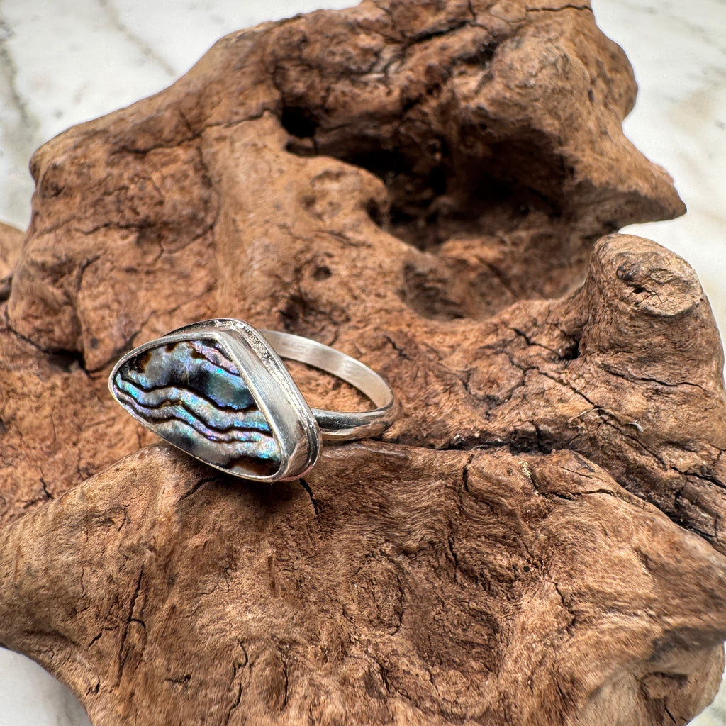 Tidal Current Abalone Shell Ring set in Sterling Silver