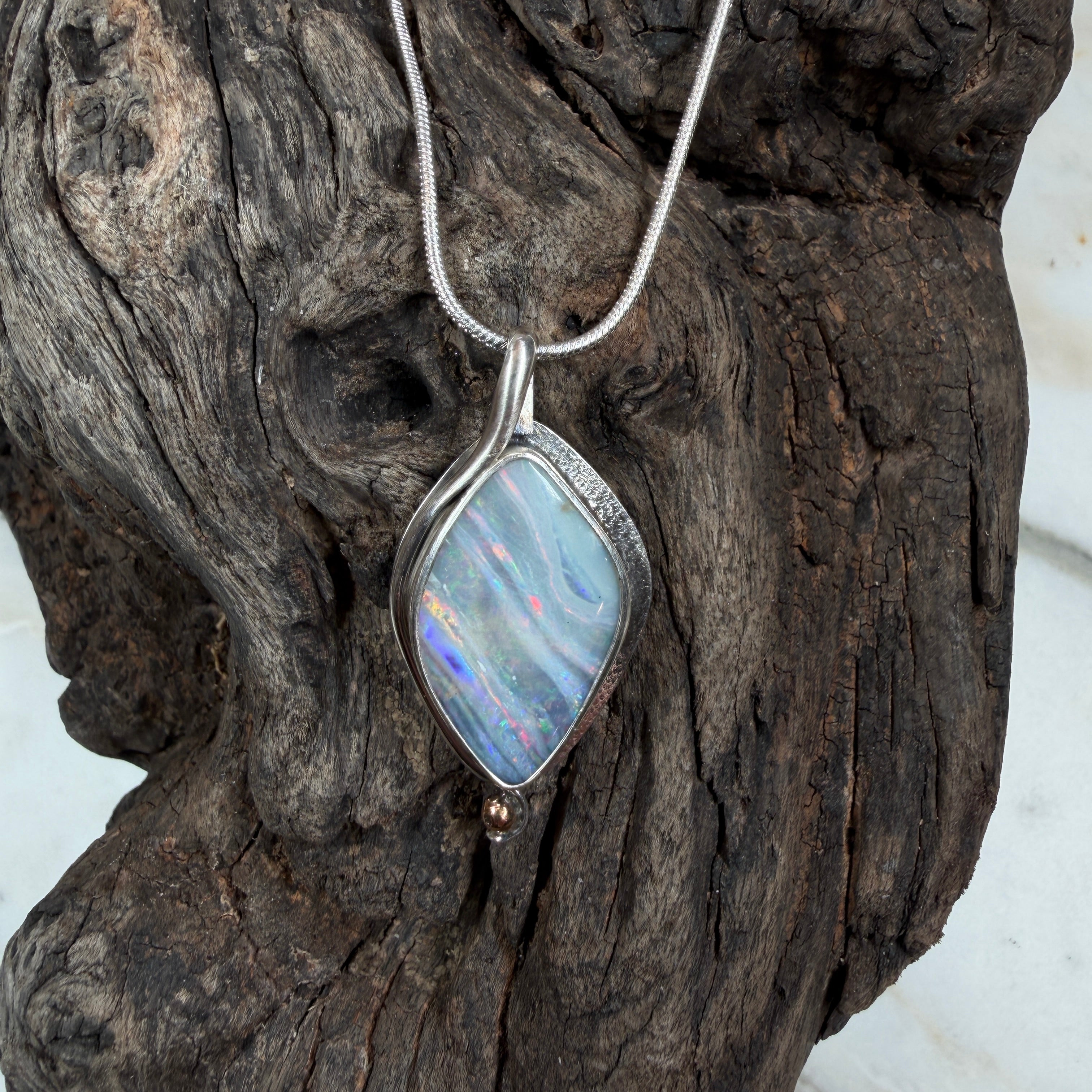 Ocean Veil Boulder Opal Pendant