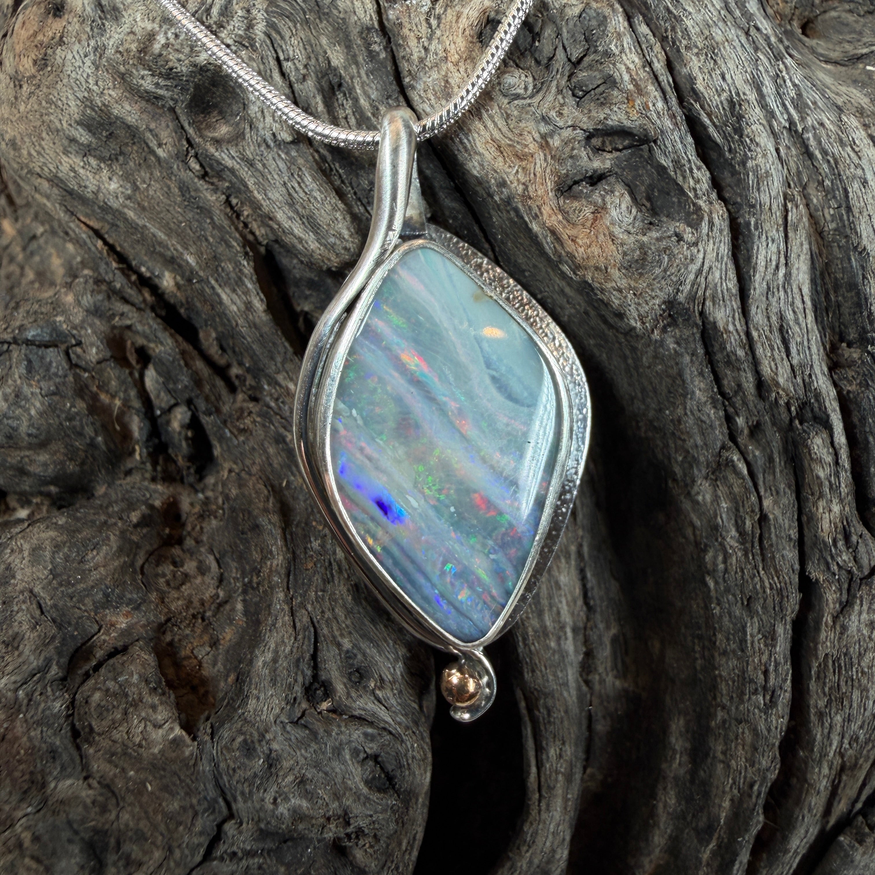 Ocean Veil Boulder Opal Pendant