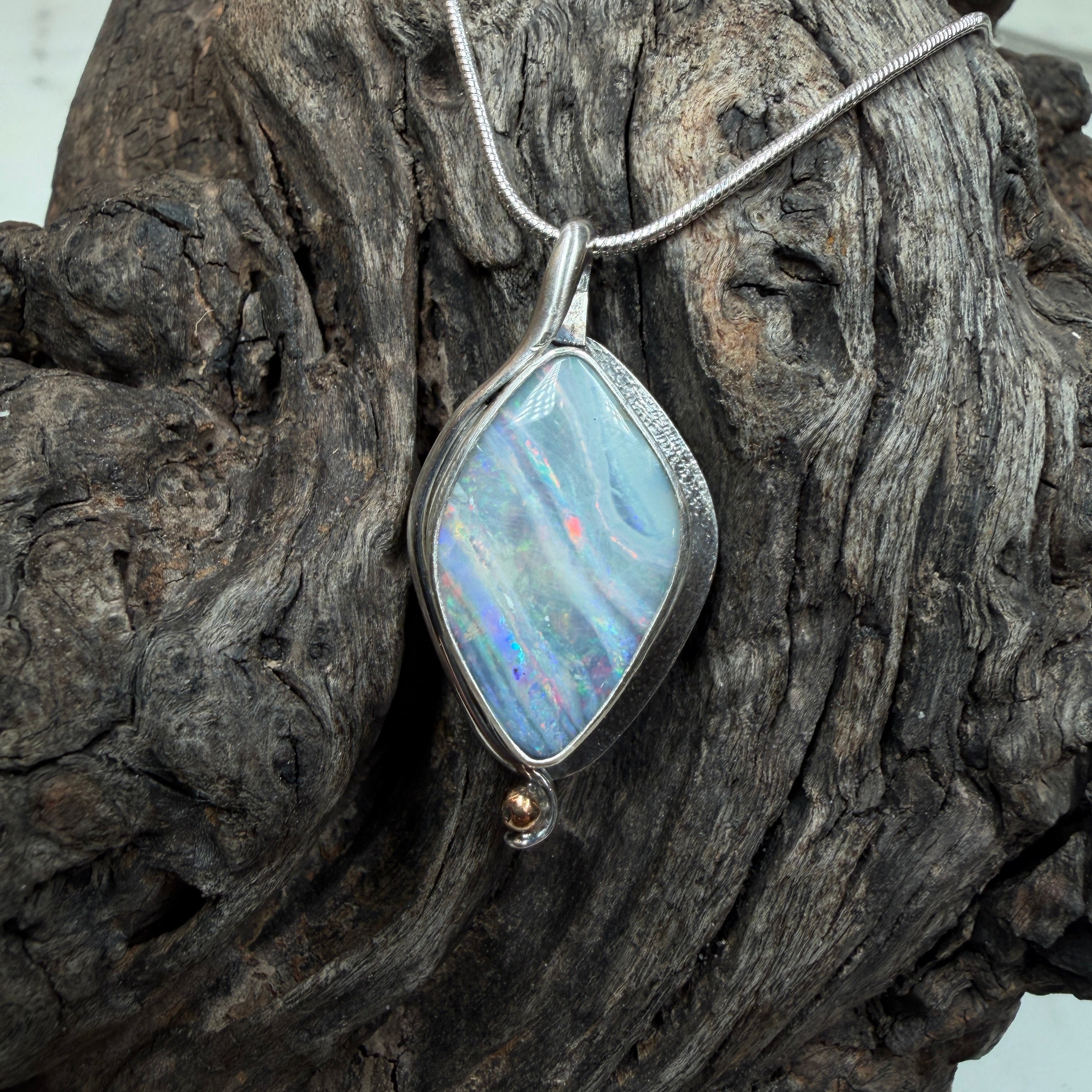 Ocean Veil Boulder Opal Pendant