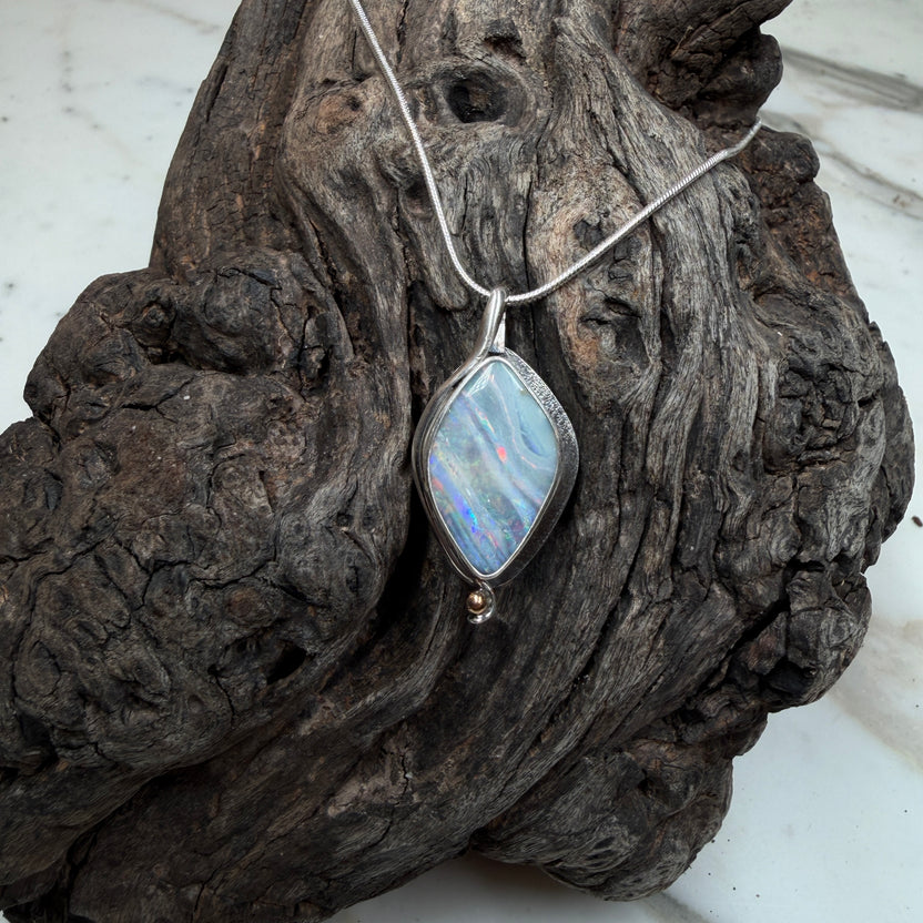 Ocean Veil Boulder Opal Pendant - Australian Opal Jewelry