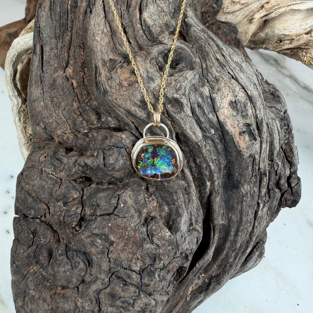 Ocean Inferno Relic Boulder Opal Pendant