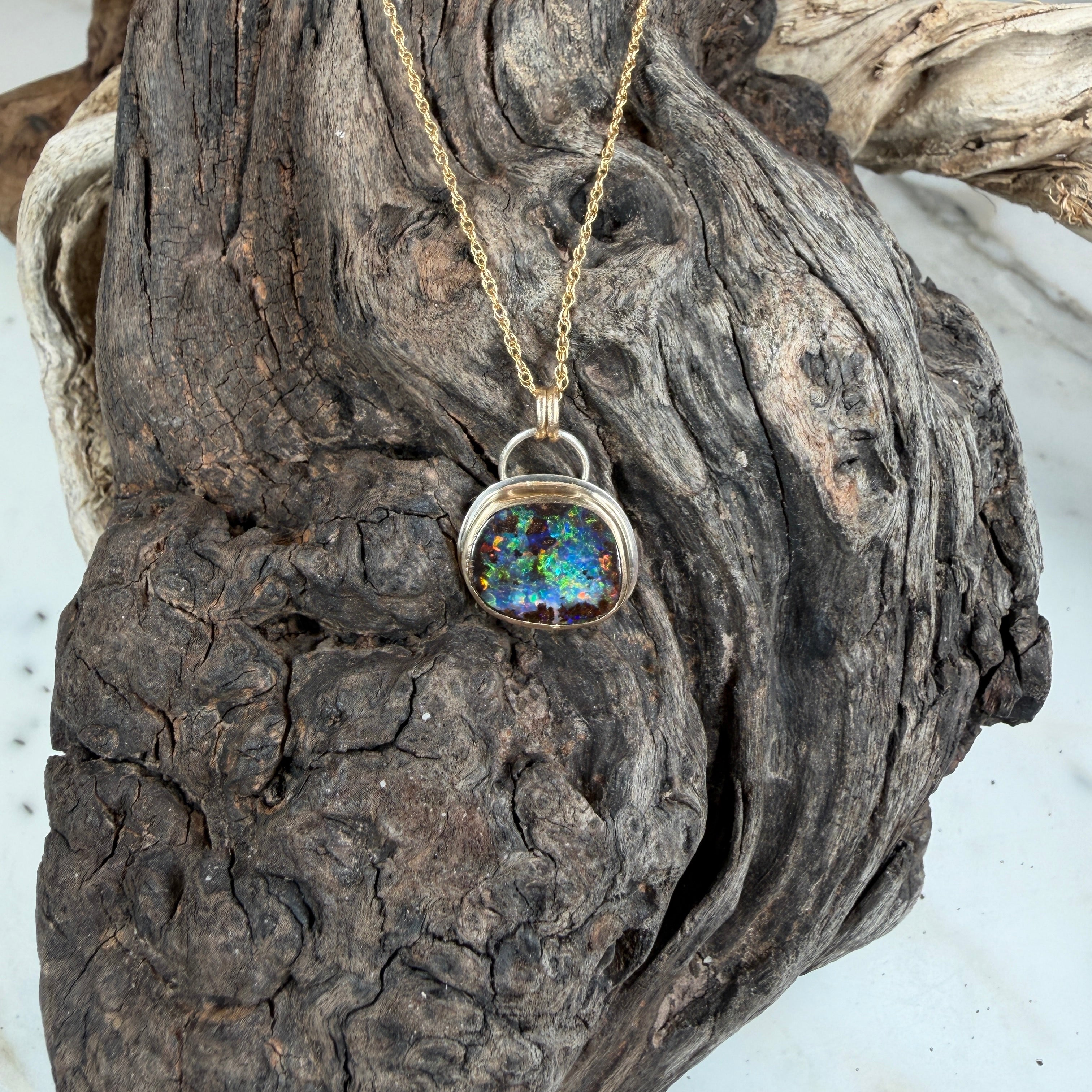 Ocean Inferno Relic Boulder Opal Pendant
