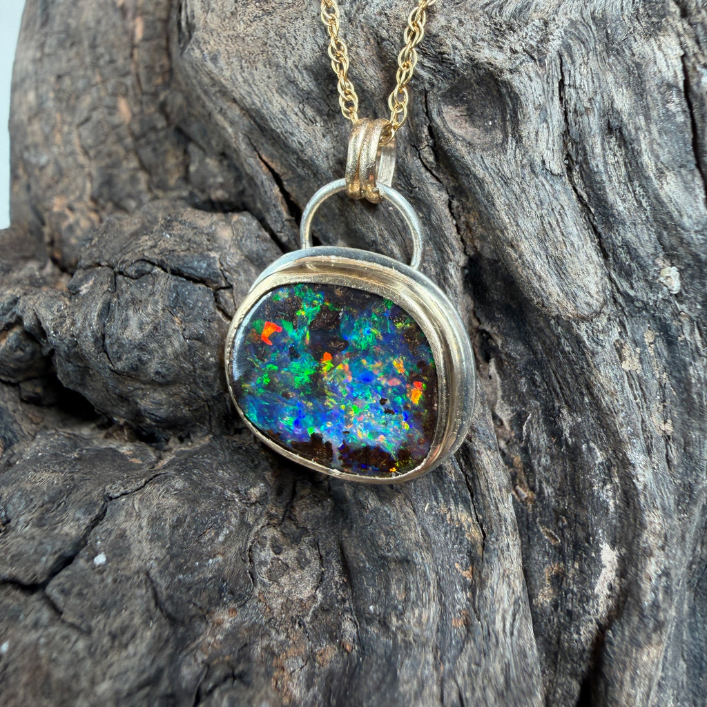 Ocean Inferno Relic Boulder Opal Pendant