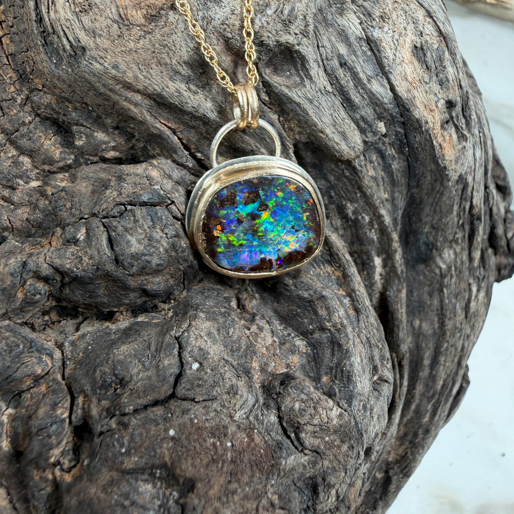 Ocean Inferno Relic Boulder Opal Pendant