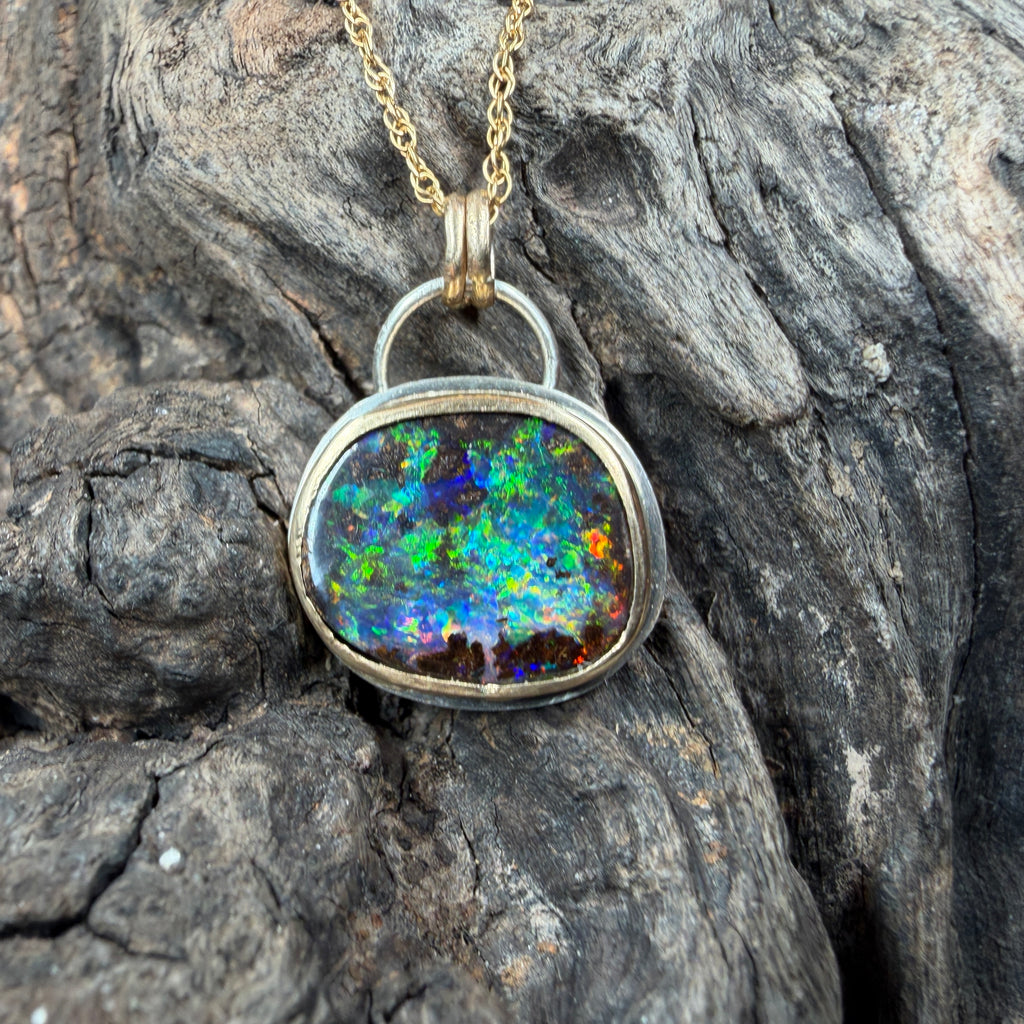 Ocean Inferno Relic Boulder Opal Pendant