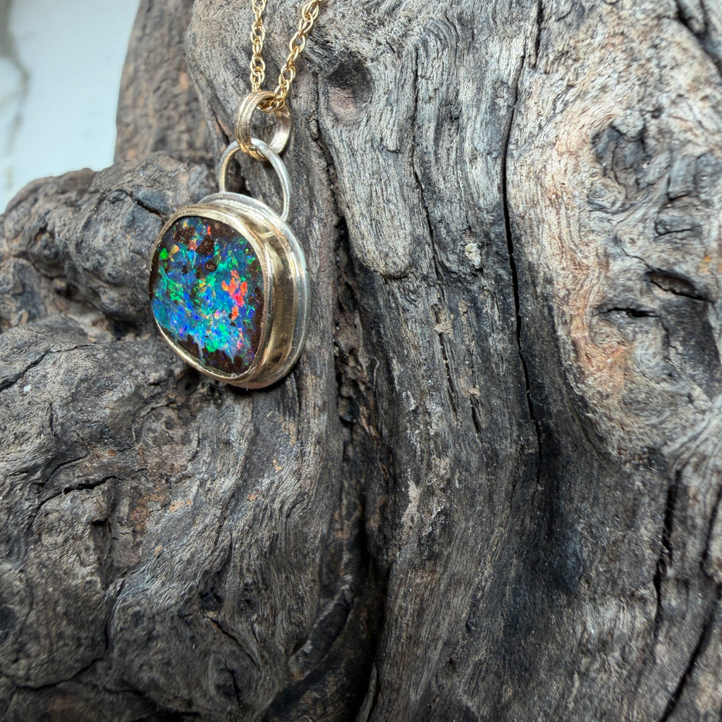 Ocean Inferno Relic Boulder Opal Pendant