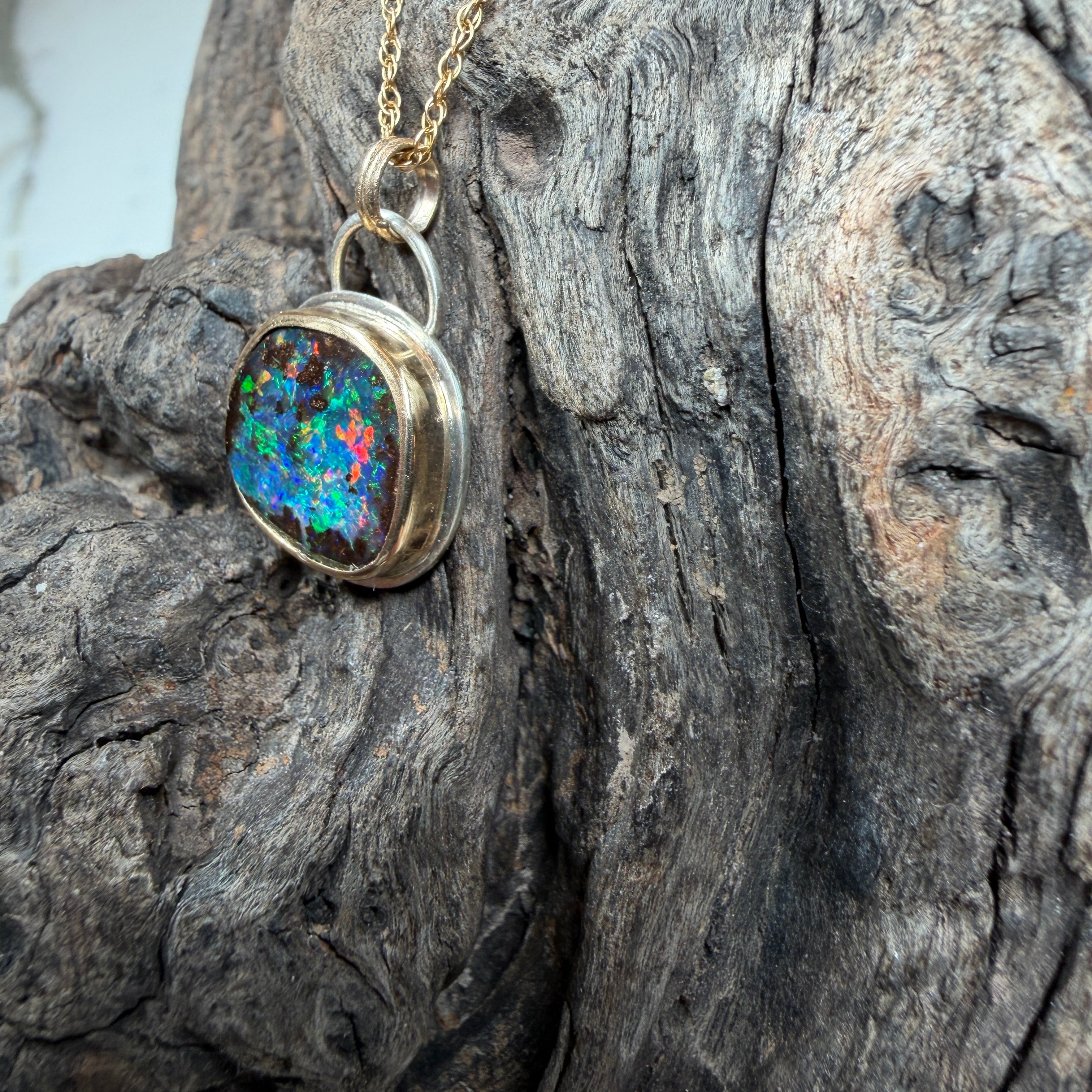 Ocean Inferno Relic Boulder Opal Pendant