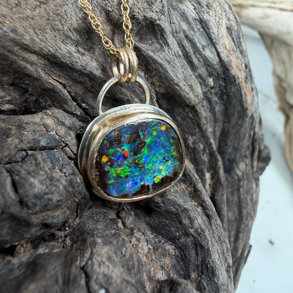 Ocean Inferno Relic Boulder Opal Pendant
