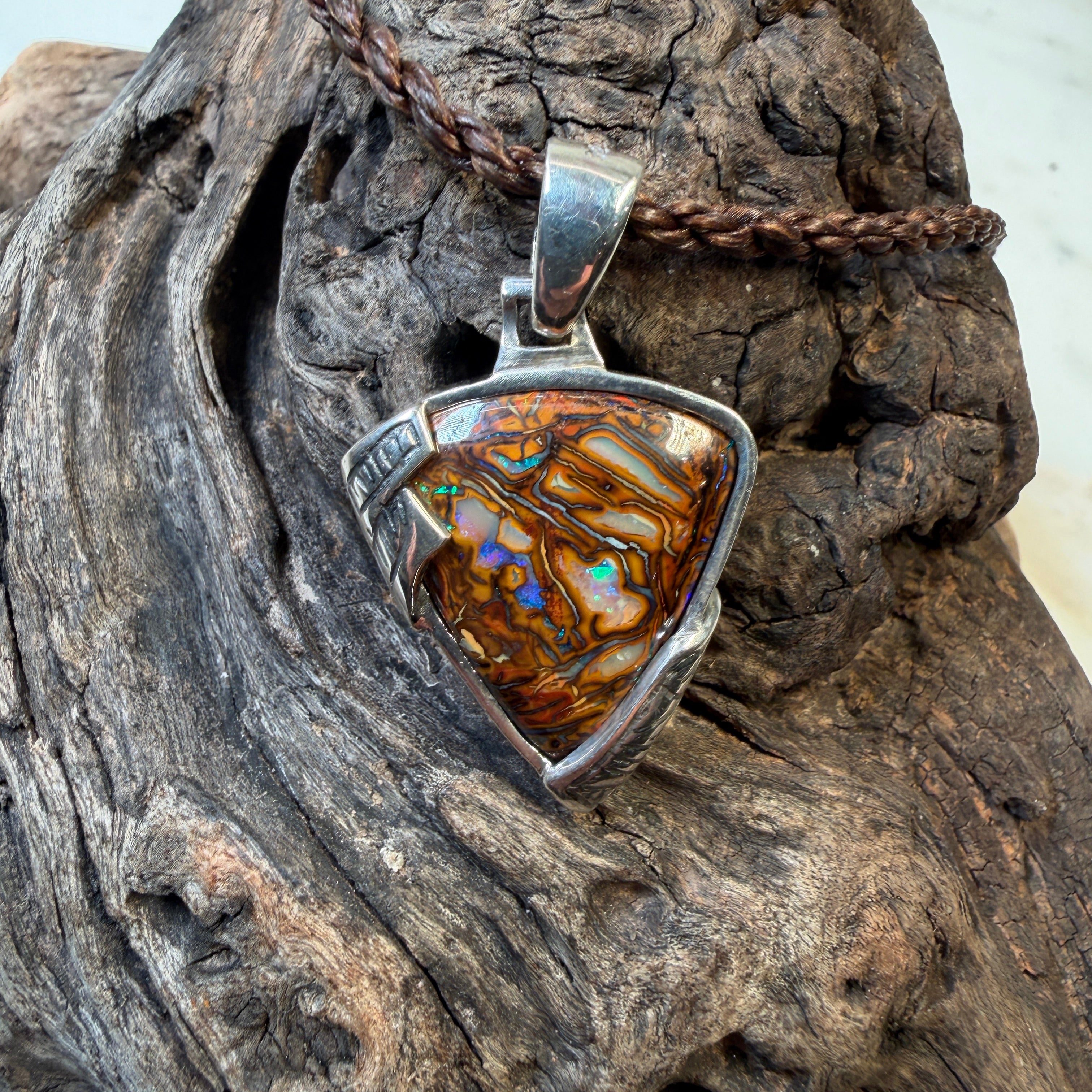 Tectonic Tide Relic Australian Boulder Opal Pendant