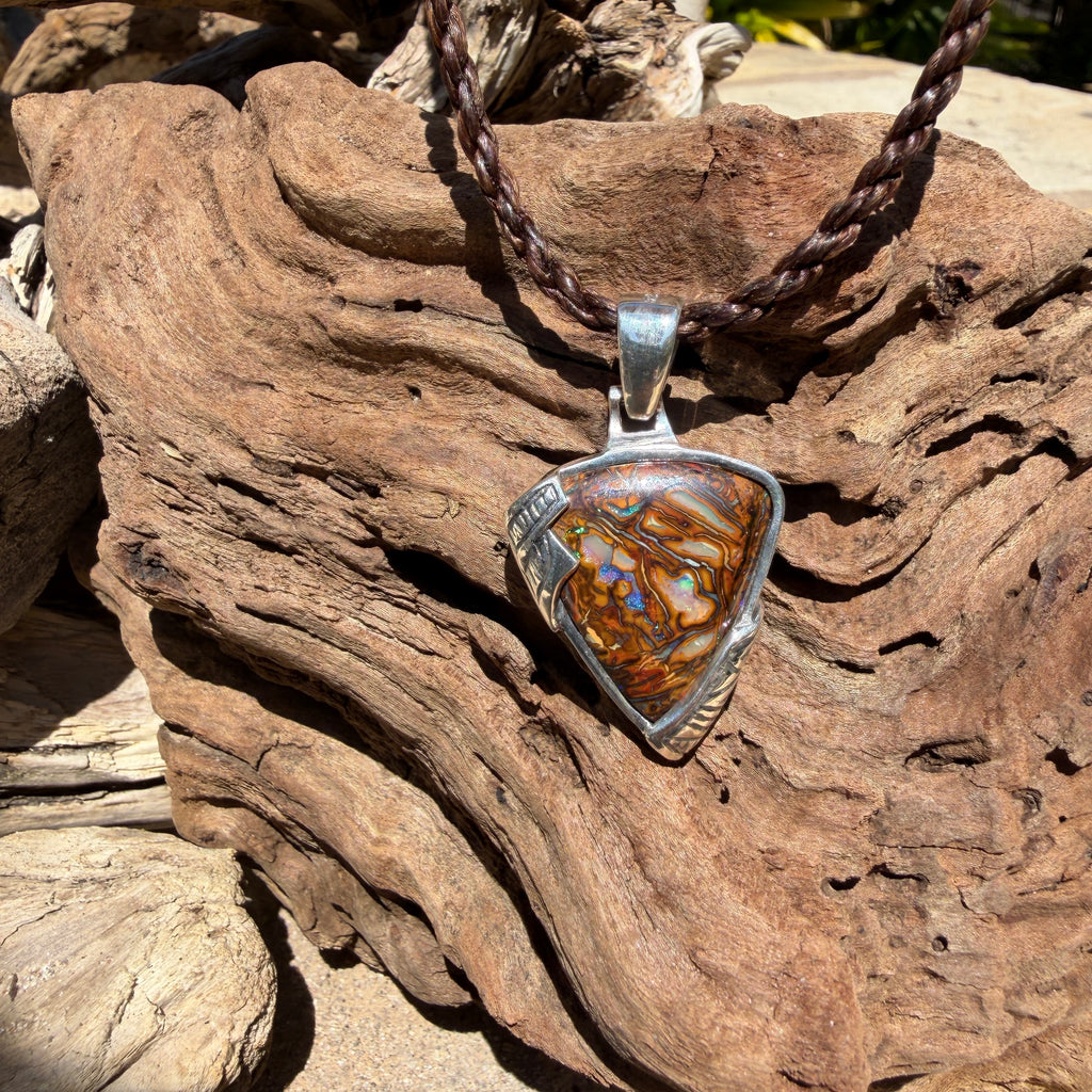 Tectonic Tide Relic Australian Boulder Opal Pendant