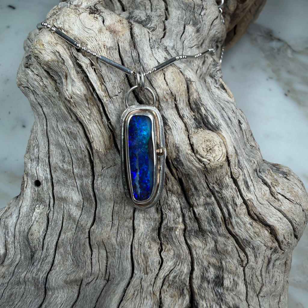 Tidal Current Boulder Opal Relic Pendant