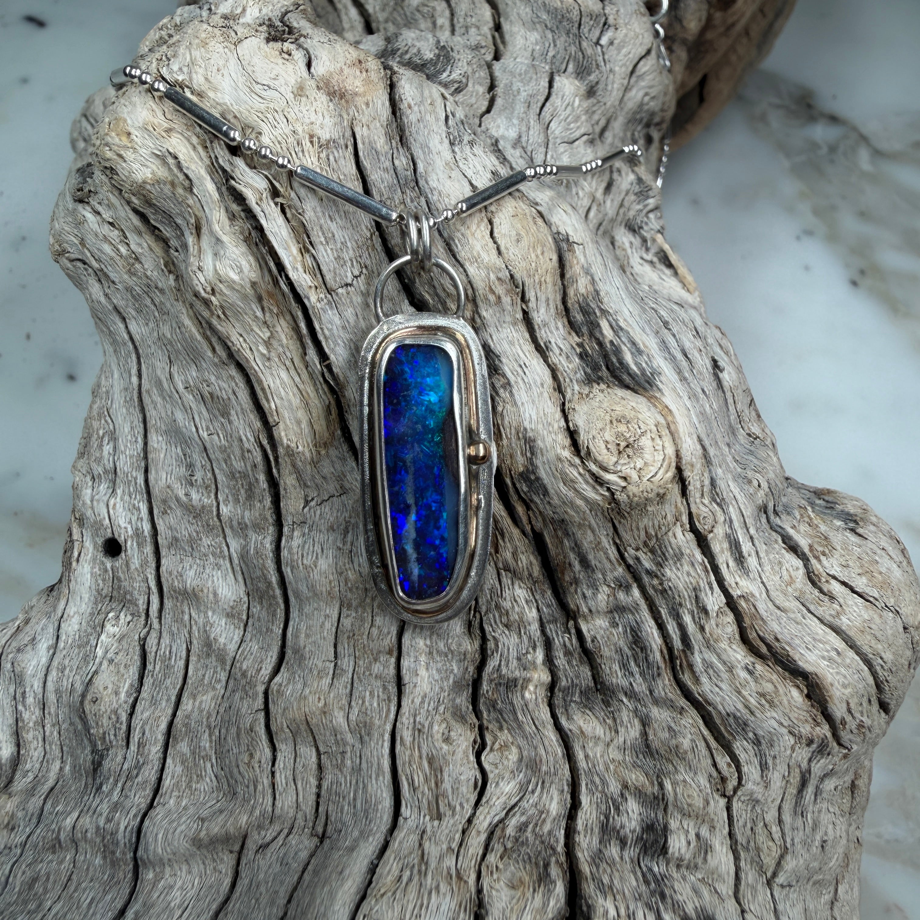 Tidal Current Boulder Opal Relic Pendant