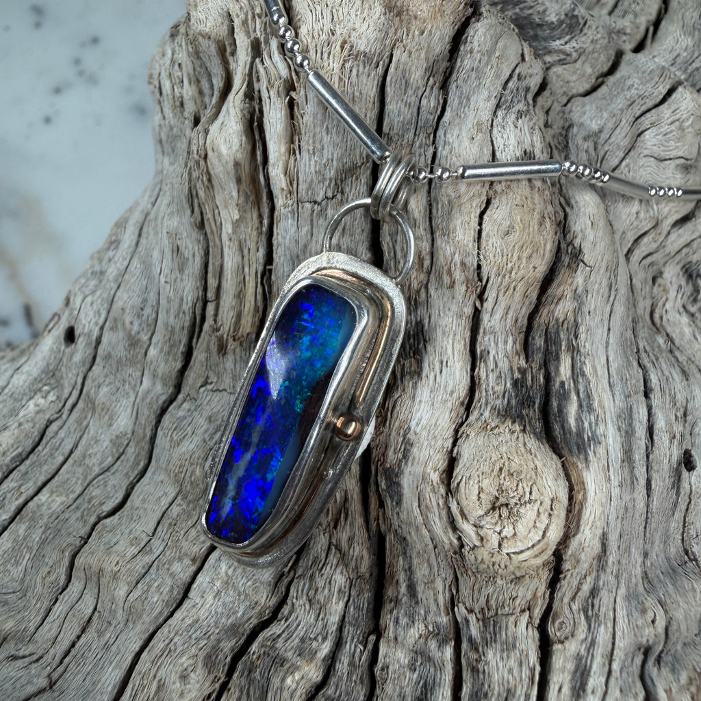 Tidal Current Boulder Opal Relic Pendant